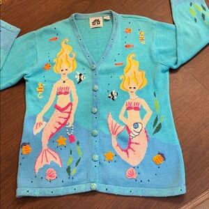 RARE VINTAGE Storybook Knits Mermaid Cardigan Sweater